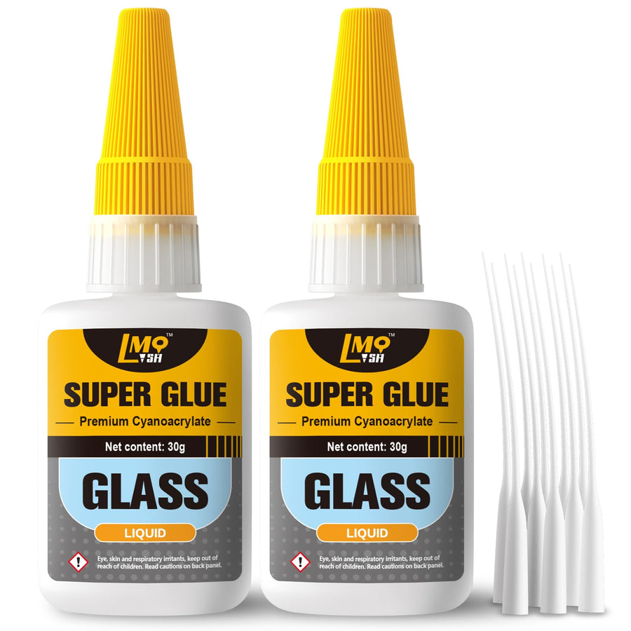 Glass Super Glue Liquid, Clear Instant Cyanoacrylate Adhesives for Glass Repair, All Purpose CA Glue for Ceramic Crystal Jewelry Mirror Plastic Model Metal Wood Pottery Porcelain Stone, Thin