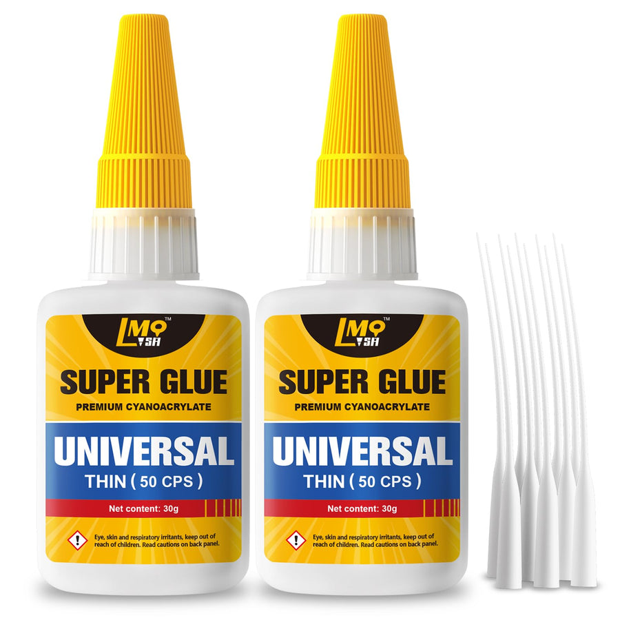 Thin Super Glue Liquid 60g, Fast CA Glue for Plastic 3D Printed Wood Ceramic Metal Glass Rubber Leather, All Purpose Superglue Instant Cyanoacrylate Adhesive for Woodworking, Hobby Models and Repairs