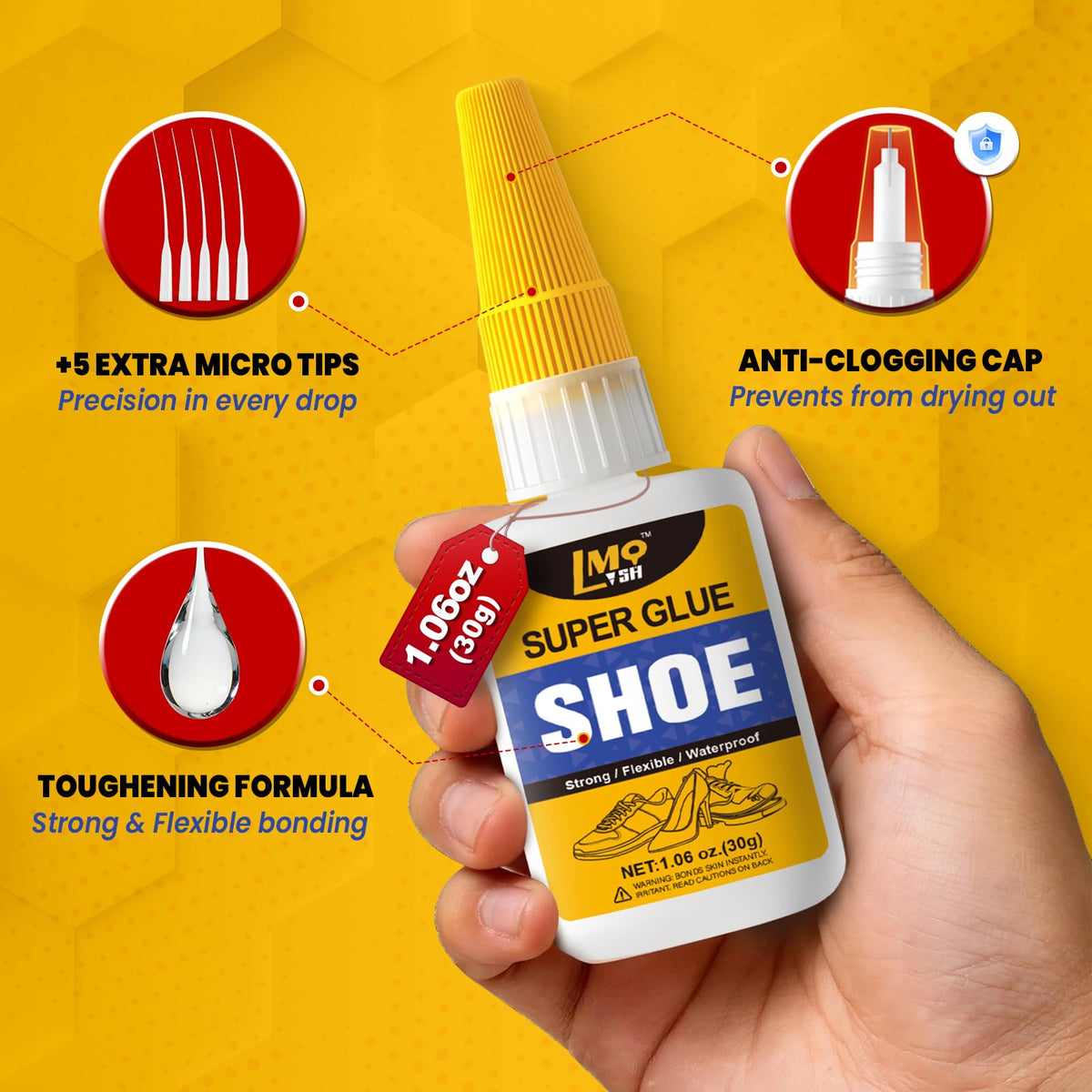 Shoe Glue Sole Repair, Heavy Duty Super Glue for Shoes Boot Sneakers Heels Waterproof, All Purpose Instant Cyanoacrylate Adhesive for Leather Rubber Bottom Soles Handbags, Flexible and Quick Dry